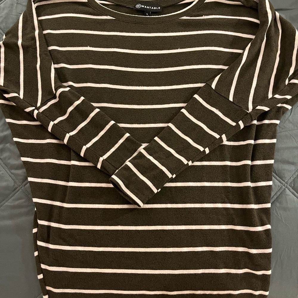 Wantable Women's Striped dark green and White Top